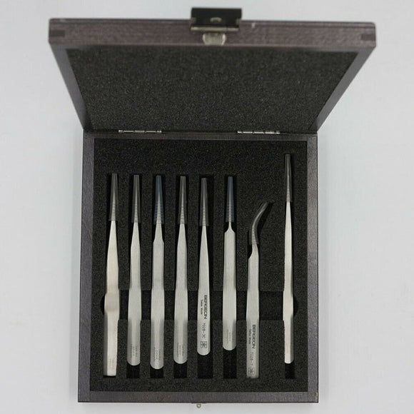 Bergeon 7028 Tweezer Set Of 8 Superalloy Tweezers (Ni-Cr-Mo)