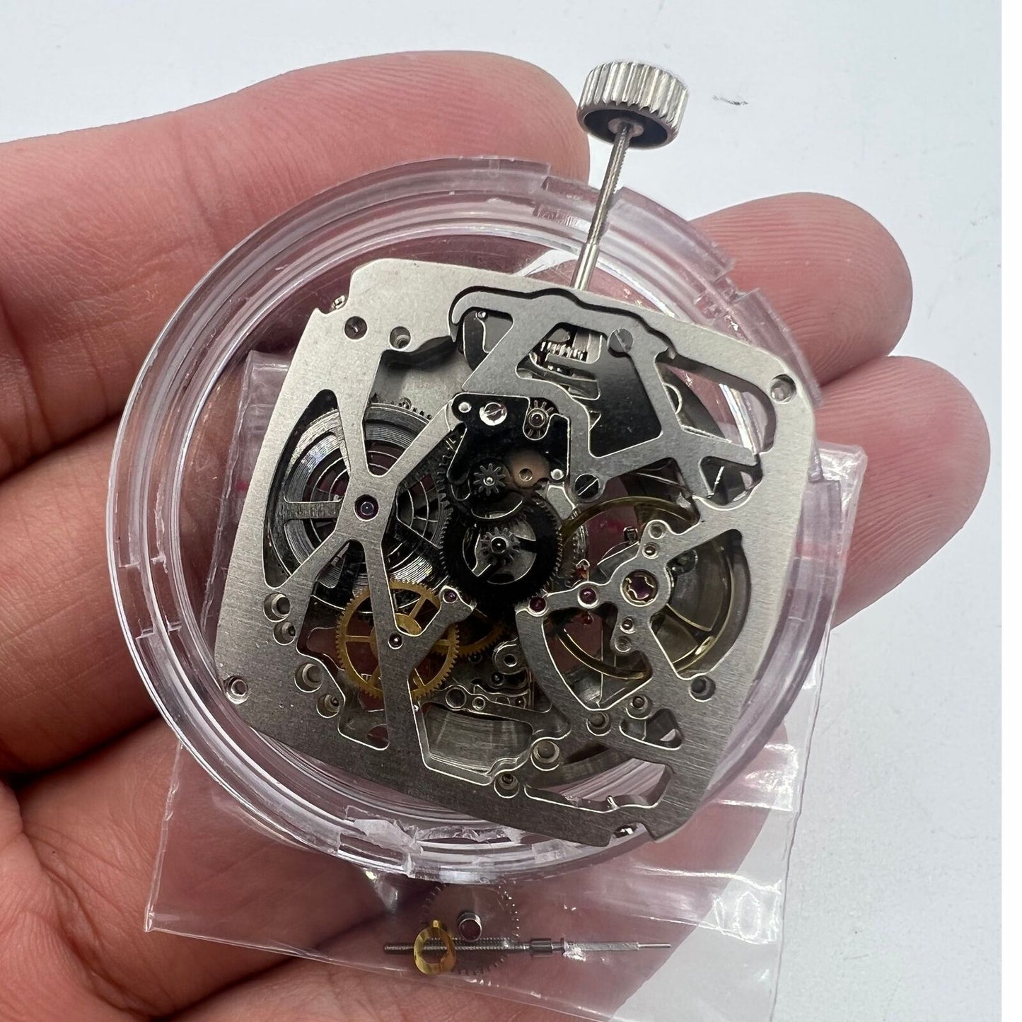 Tianjin Seagull ST25 automatic square watch movement with silver hollow 3 hands, precision timekeeping accessory