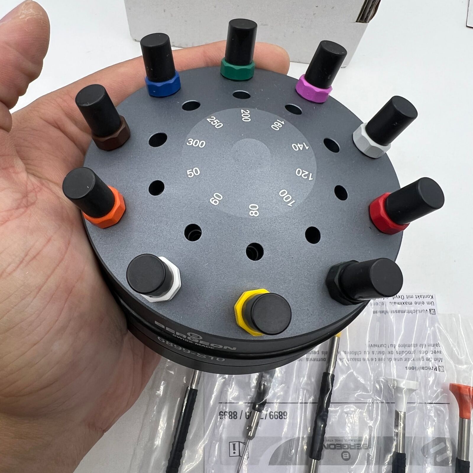 Bergeon 6899-S10 stainless steel screwdrivers set with elastomer handles for precise watch accessory repairs