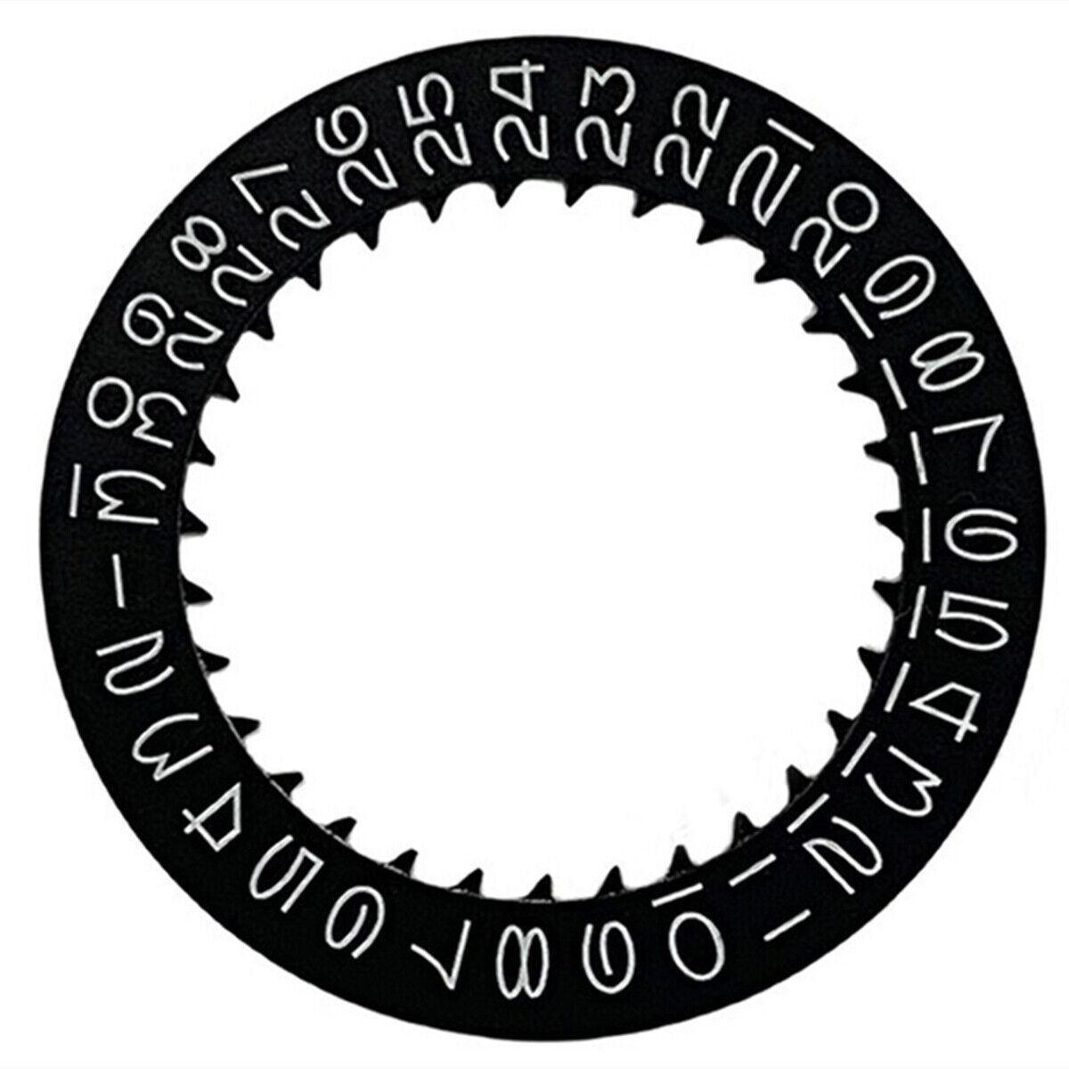 Vintage black date wheel disk for NH35 NH36 watch movement, enhancing timekeeping accuracy.