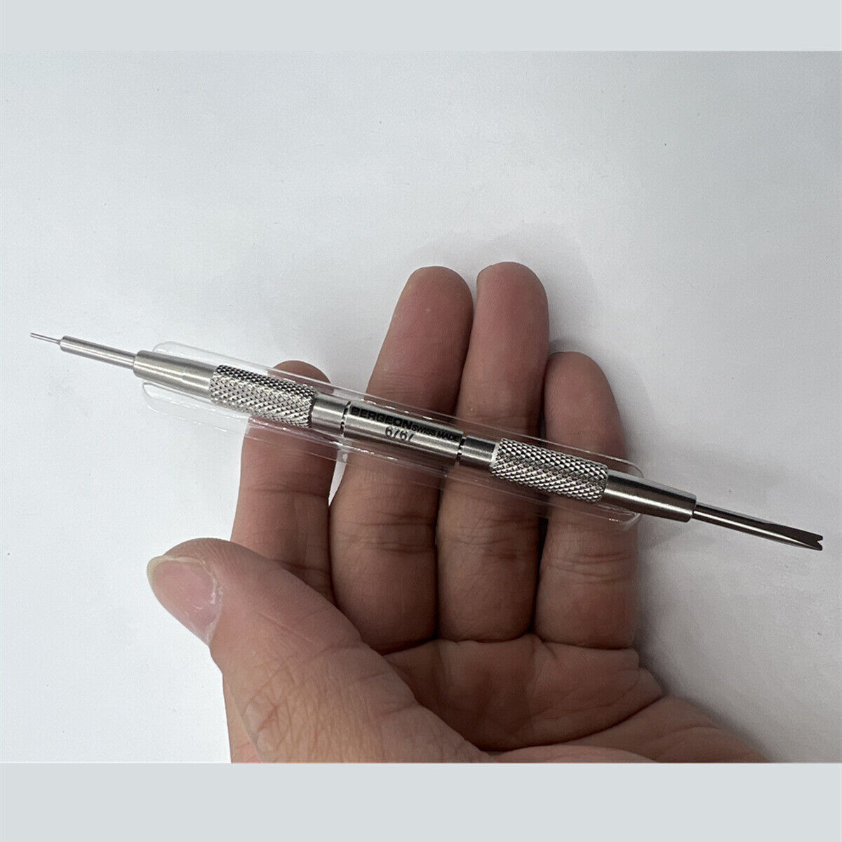 Bergeon 6767-S spring bar tool for precise watch bracelet fitting and removal, essential for watchmakers.