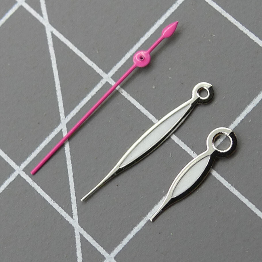 Aiguilles de seconde main roses avec garniture argentée pour montres Miyota 2315, 2035, 2036, 2115 et 2305