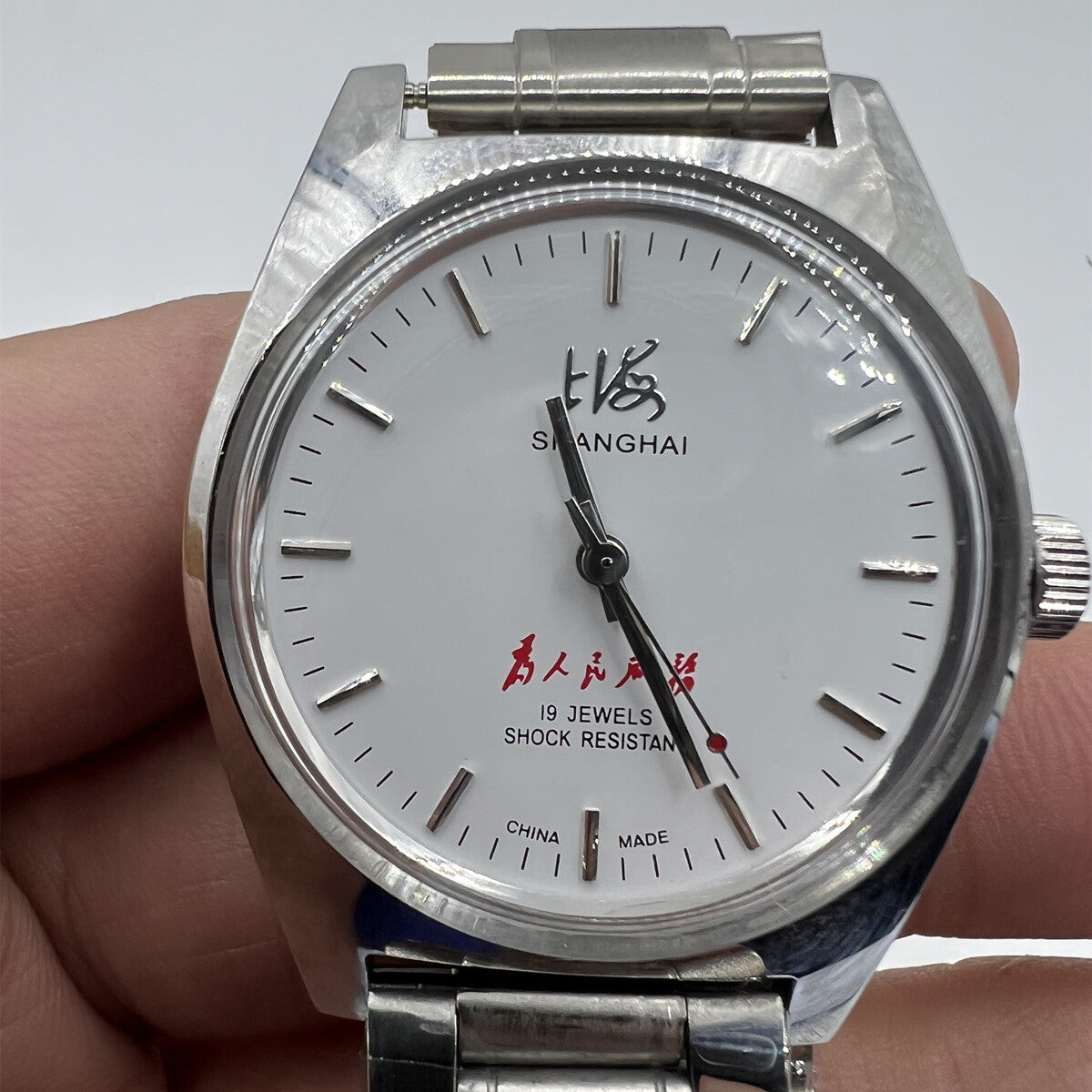 37mm Shanghai Factory 7120 men's manual mechanical watch with shock-resistant design for durability.