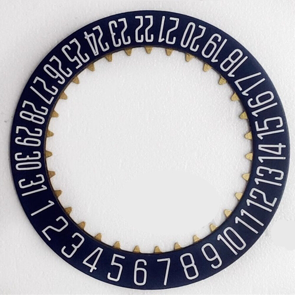Dark blue and white date disk wheel for Dandong 7770 watch, featuring date at 6 o'clock position.