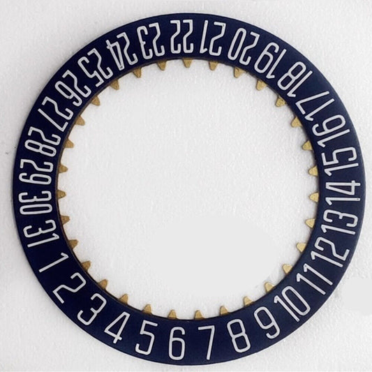 Dark blue and white date disk wheel for Dandong 7770 watch, featuring date at 6 o'clock position.