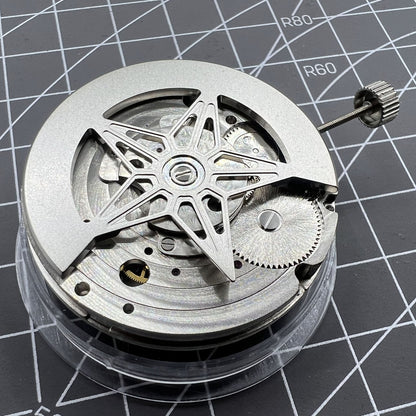 Dandong Silver Hollow Star Moon Phase watch showcasing automatic mechanical movement and elegant design by China Made.