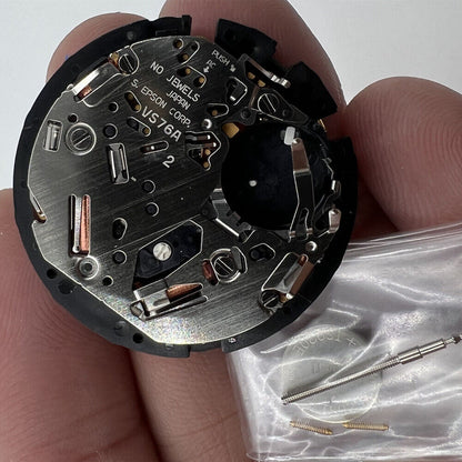 Hattori Epson VS76A solar quartz watch movement showcasing Japanese craftsmanship and precise timekeeping.