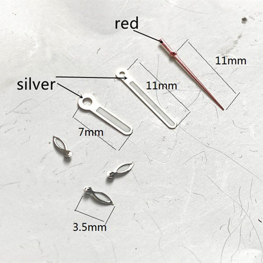 Aiguilles de montre luminescentes vertes et rouges de 11 mm pour Miyota OS10, OS20, OS22, OS60, OS80