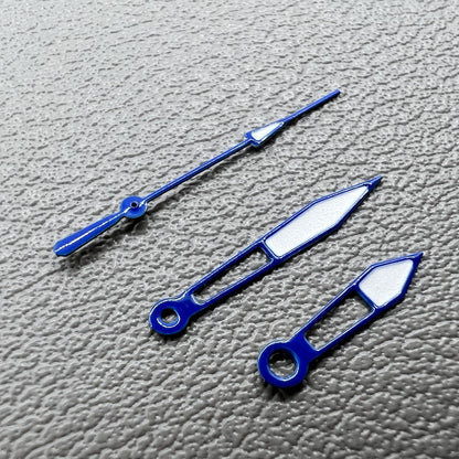2er Set Blaue Lume Zeiger mit Rand für Miyota 2035 Uhrwerk P1-H4-C106