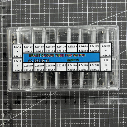 90er Set Uhrenkrone Rohr Messing 18 Größen Formen 1 oder 2 Stufen 628BCT