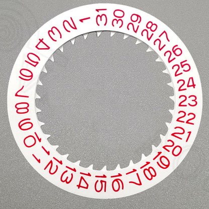 Red font date wheel with white disk for NH36 NH35 movement, date at 3 o?clock, crown 3.8mm.
