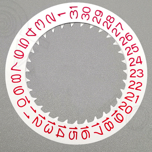Red font date wheel with white disk for NH36 NH35 movement, date at 3 o?clock, crown 3.8mm.