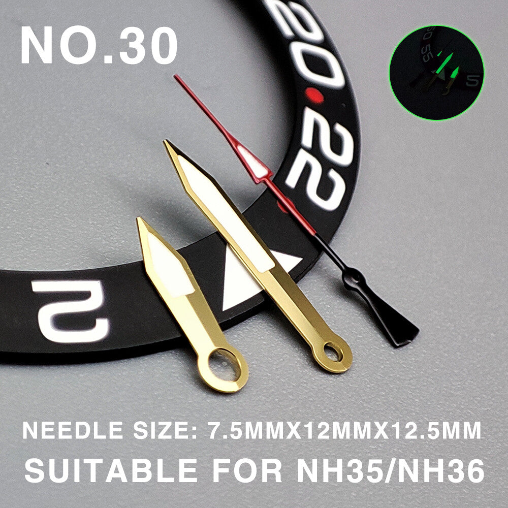 Green lume red golden second hand with golden trim, 12.5mm for Miyota NH35/NH36 watch accessories.