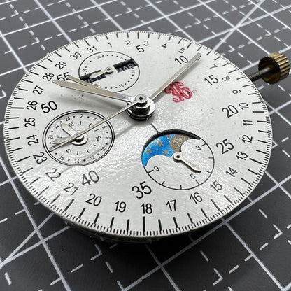 Multifunctional automatic watch with 8 hands and precision Dandong 7751 mechanical movement.