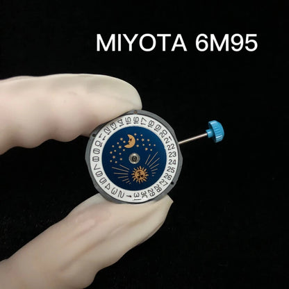 MIYOTA 6M95 quartz movement by Original Japan Made, multifunctional watch mechanism for precision timekeeping.