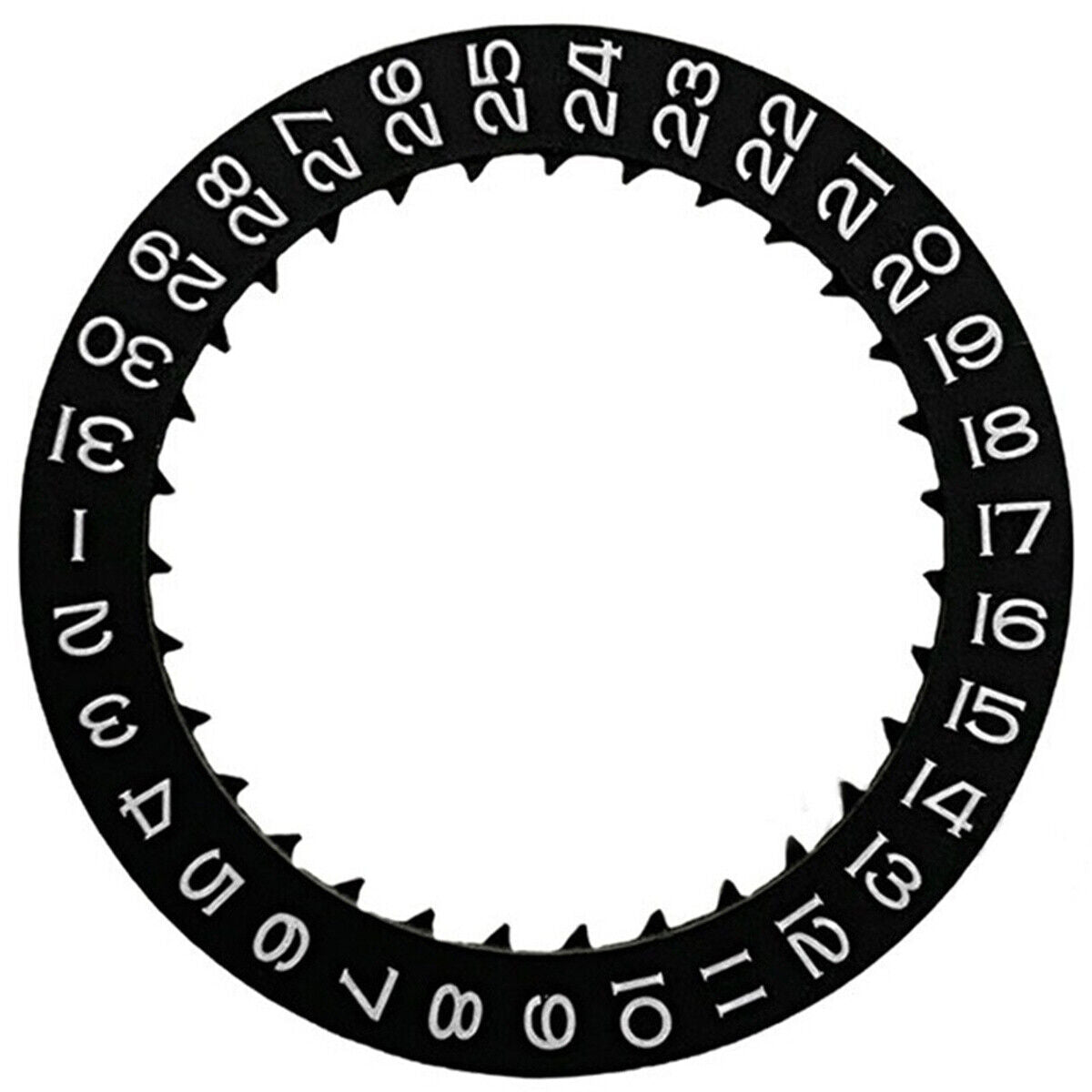 Black special font date disk wheel for Miyota 8215 watch movement, precise date display component.