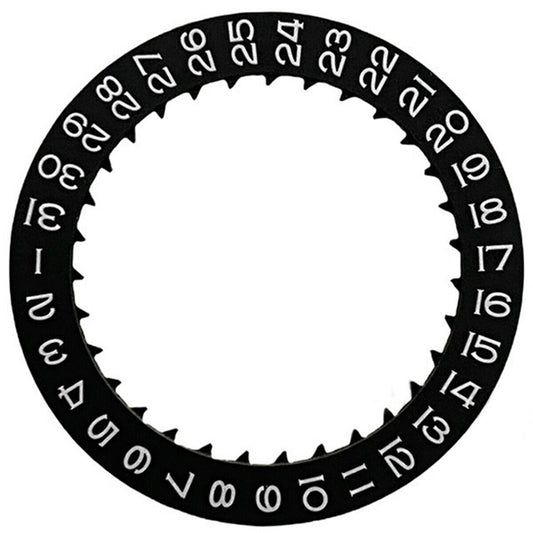 Black special font date disk wheel for Miyota 8215 watch movement, precise date display component.