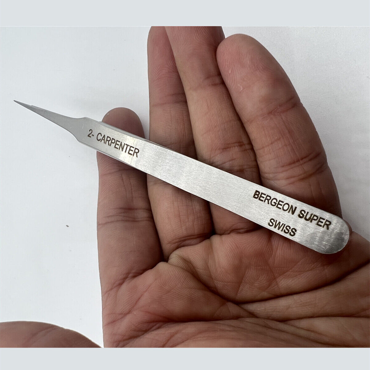 Bergeon 6671-2 anti-magnetic tweezers for precise delicate Swiss watch repairs.
