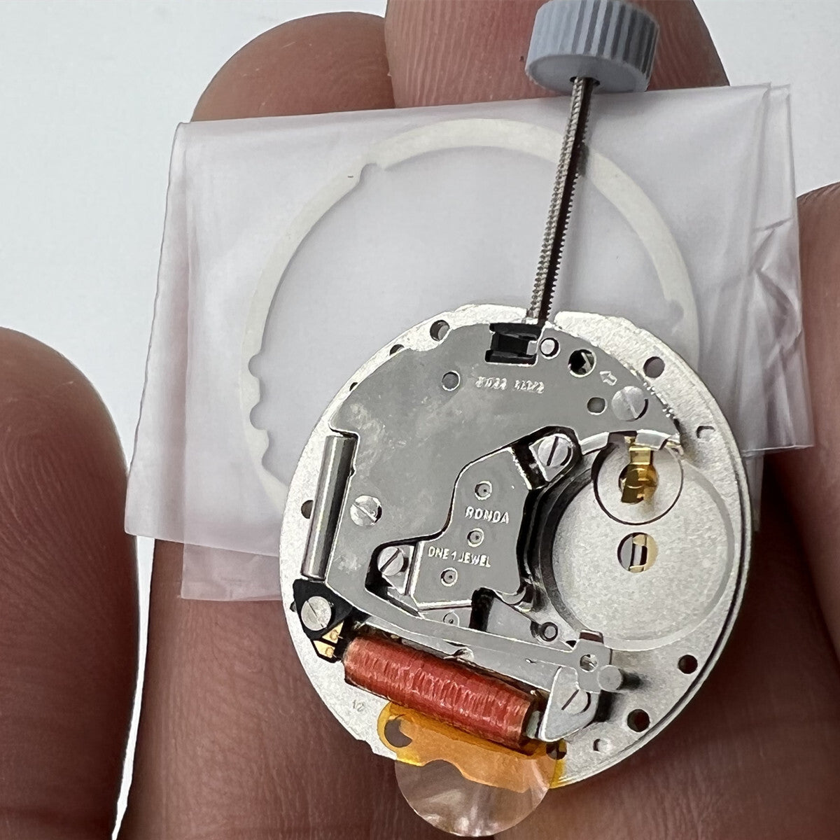 Swiss RONDA 785 gold silver-gilted calendar quartz movement for precise watch accessory repair.
