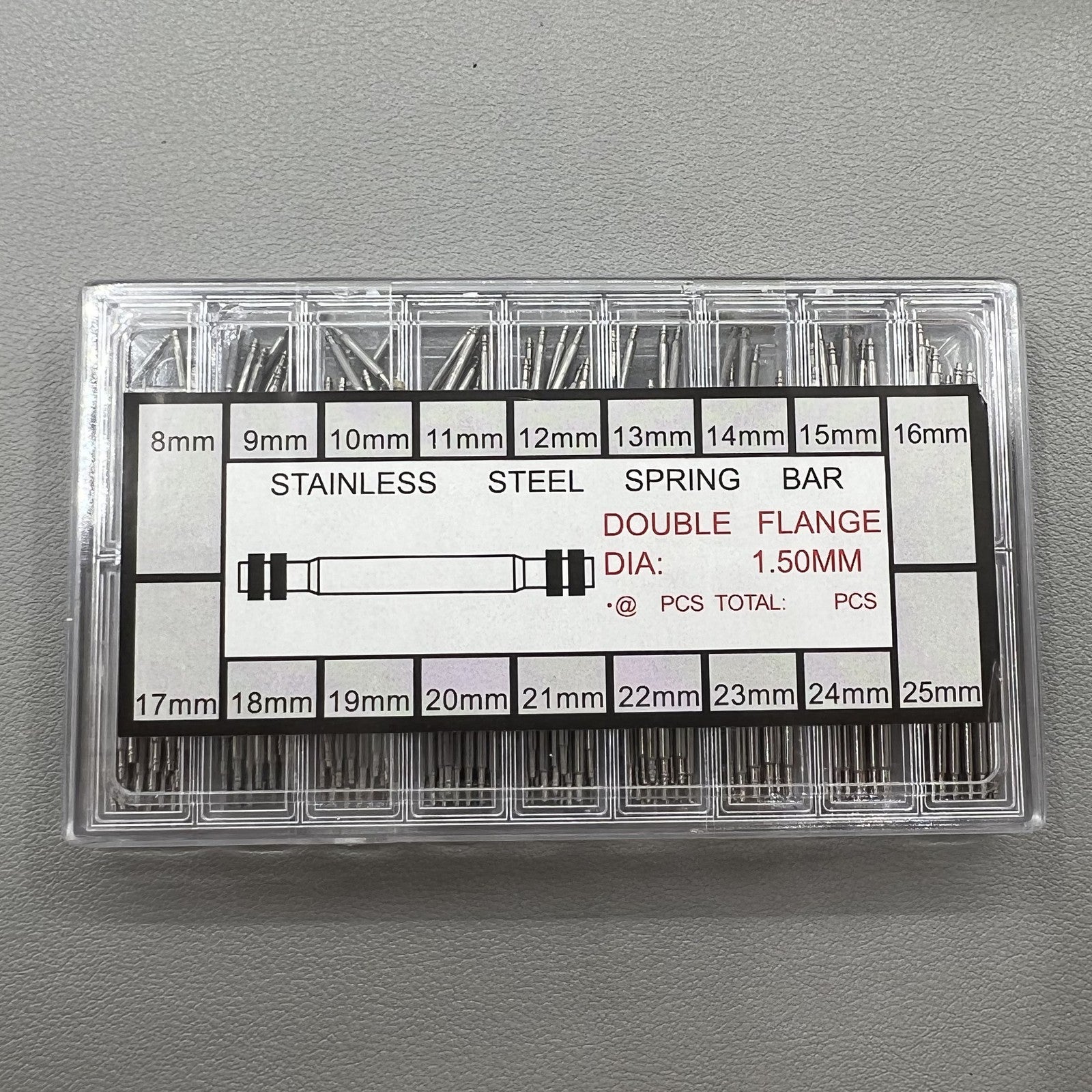Set Kit with 360 stainless steel spring bars 8-25mm for watch band links, durable and precise fit.