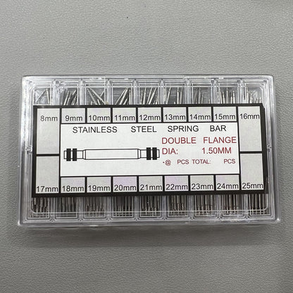 Set Kit with 360 stainless steel spring bars 8-25mm for watch band links, durable and precise fit.