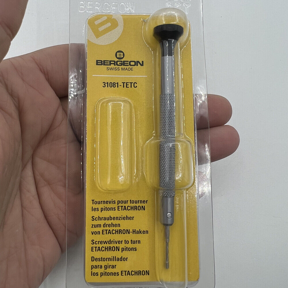 Bergeon 31081-TETC precision screwdriver for adjusting ETACHRON pitons in watchmaking.