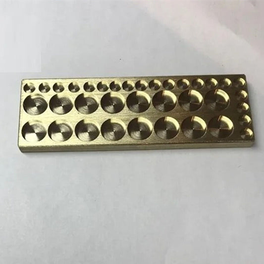 Copper golden 36-round grid storage tray for organizing screws in watch repair kits.