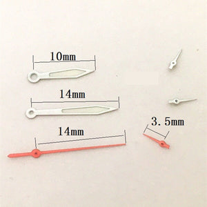 14mm Arrow Shape Silver Trim Green Lume Watch Hands for  VD53 VD54 VD57 Movement