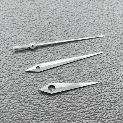 Set of 3 silver watch hands for ETA2836, 2824, 2892A2 series, ideal for precise watch repairs.