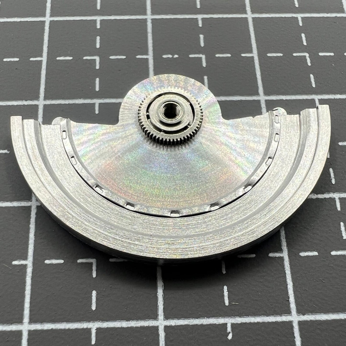 Silver Sea Wave carved rotor oscillating weight for Miyota NH35 NH36, intricate watch movement part.