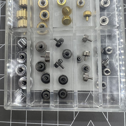 50PCS Gold/Silver/Black Dispensing Waterproof Watch Crown Set Repair Assortment