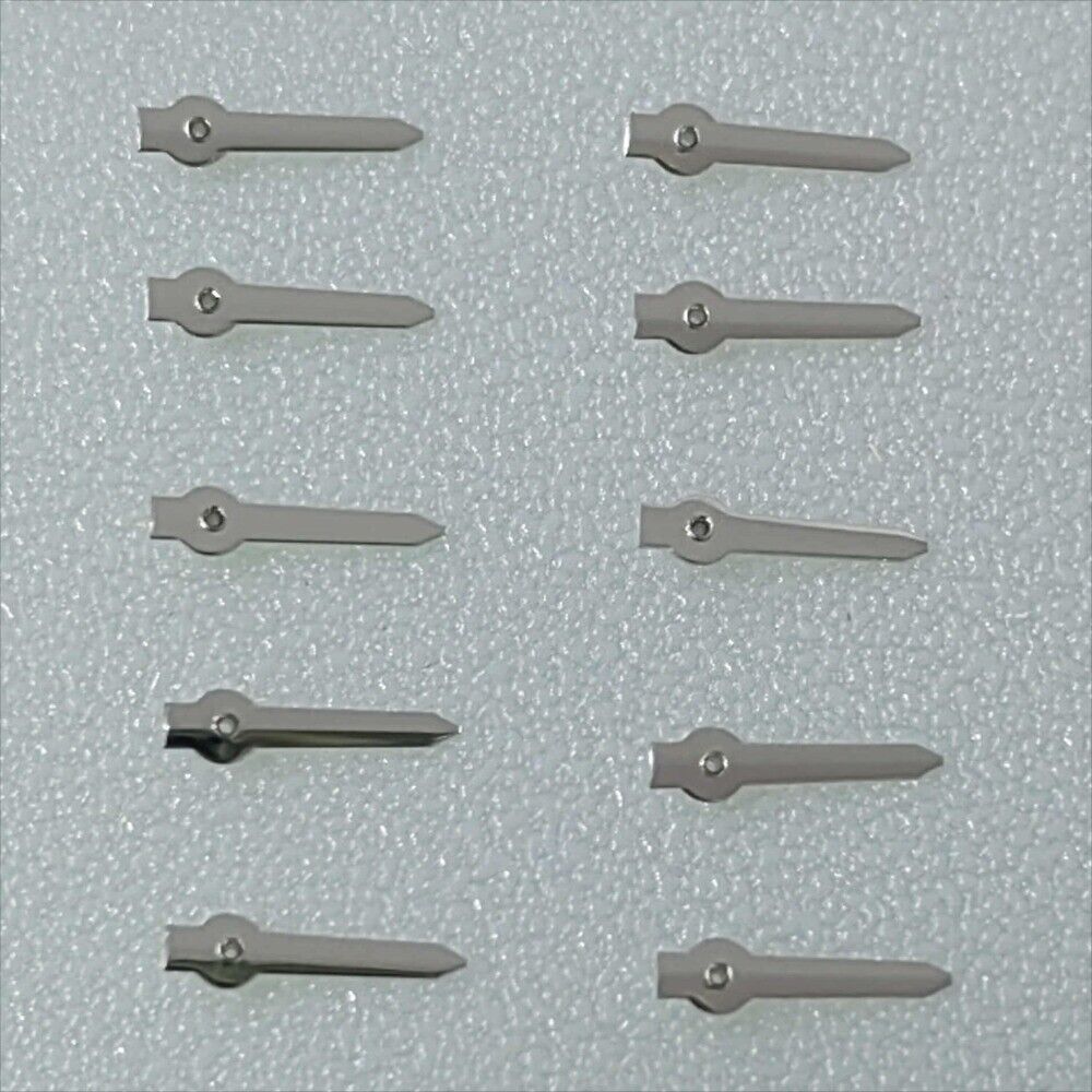 Lot de 10 petites aiguilles de secondes argentées en forme de flèche de 4 mm pour mouvement Miyota OS10 OS20