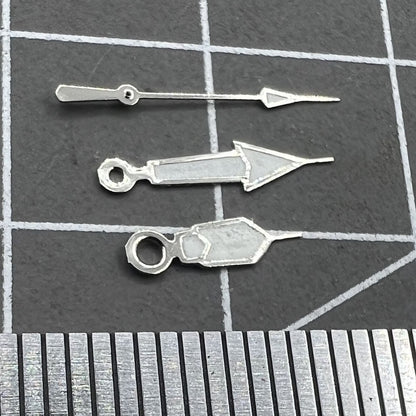15mm green luminescent watch hands with silver trim for Miyota 2035 2115 2105 2305 movements.