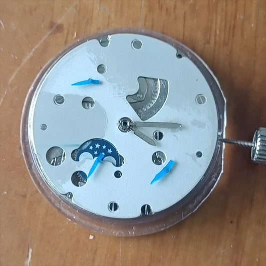Hangzhou China made automatic watch with kinetic movement, small second at 4 o'clock, no rotor design.