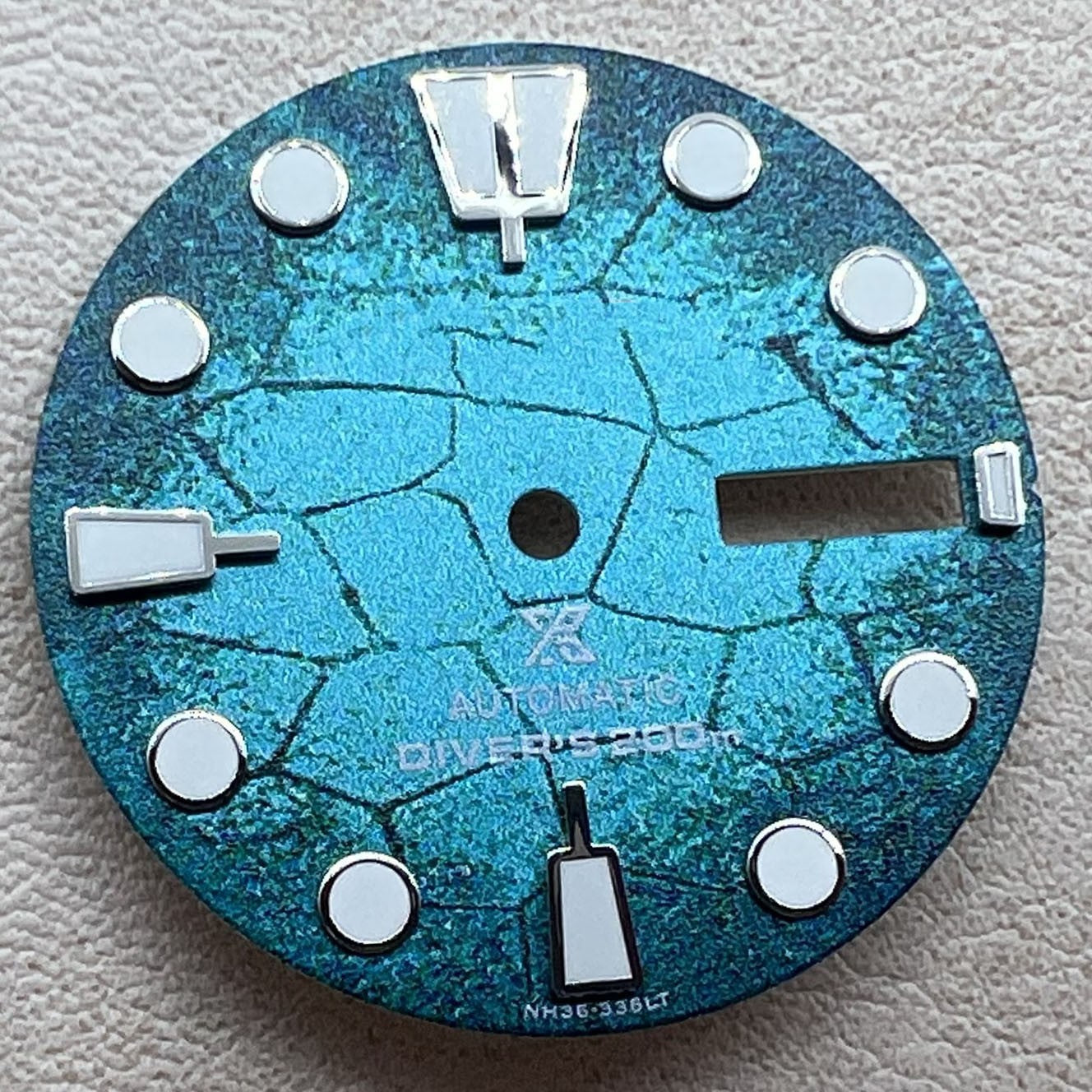 Leuchtendes blau-gr�nes Zifferblatt f�r 28.5mm Taucheruhr mit NH35 NH36 Uhrwerk von