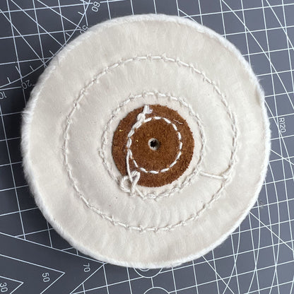 Bergeon 5175-100 white polishing buff wheel for Swiss Made watch accessory cleaning and finishing.