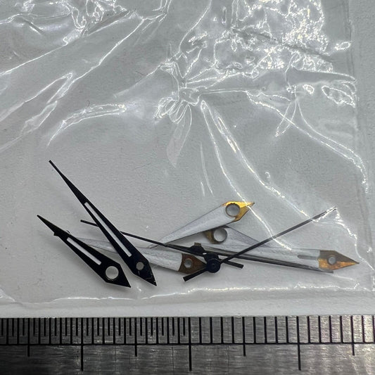 Black trim luminous watch hands compatible with Miyota 2035 quartz movement, ideal for precise timekeeping.