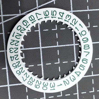 Datumsrad grüne Schrift weißer Hintergrund für Werk NH35 Datumsscheibe