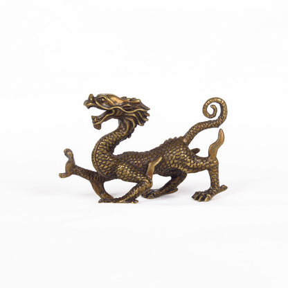 Solid copper hand-carved Dragon, White Tiger, Suzaku, and Basalt Four Spirits figurines, detailed craftsmanship ideal for collectors and decor.