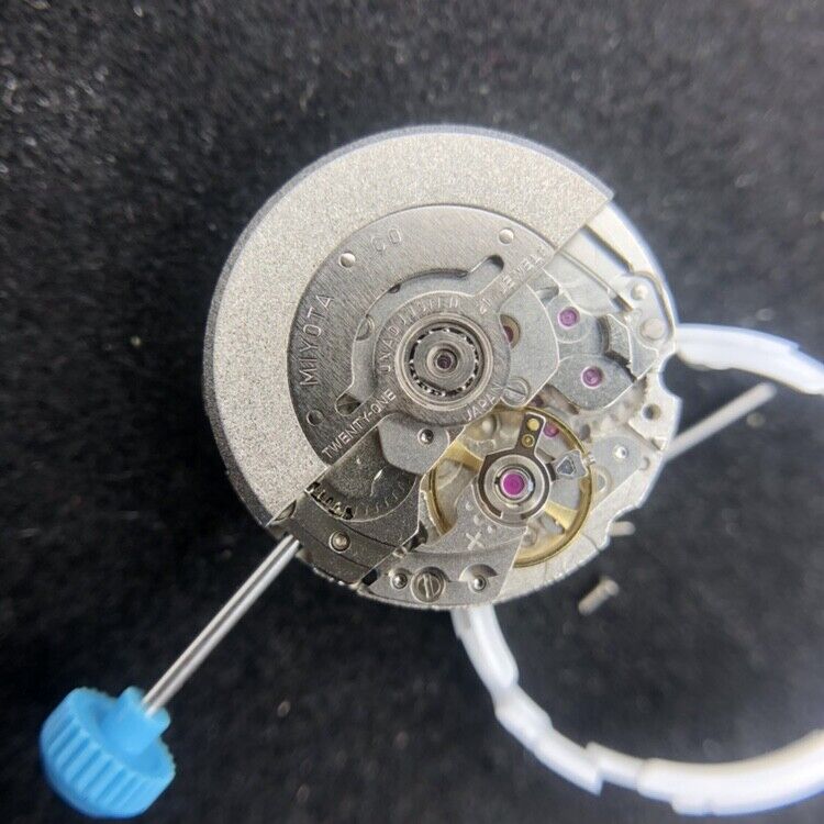 Miyota 6T51 silver plated automatic watch movement showcasing precise Japanese mechanical craftsmanship