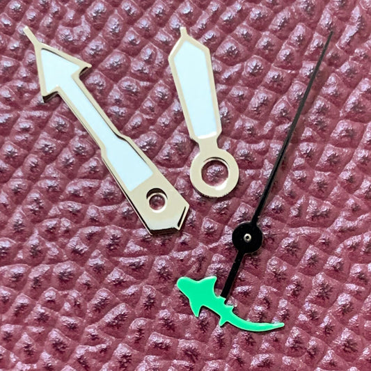 Classic watch hands set for NH35/NH36/4R36 movements, featuring Turtle and Fish second hand designs.