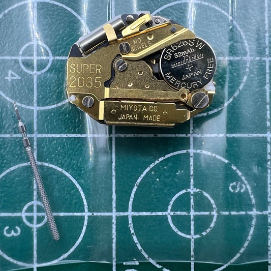 Miyota SUPER 2035 Japan quartz watch movement, precise and durable, ideal for watch repairs.