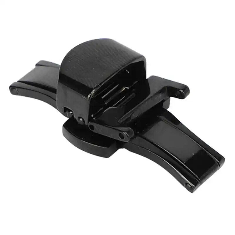 Black stainless steel double push button watch clasp buckle, secure fit for watch straps.