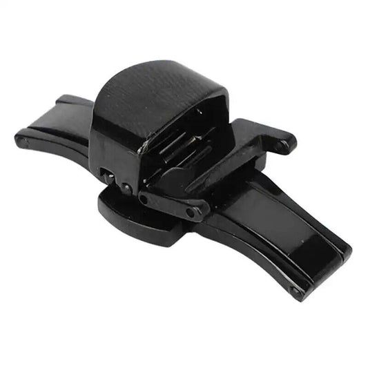 Black stainless steel double push button watch clasp buckle, secure fit for watch straps.