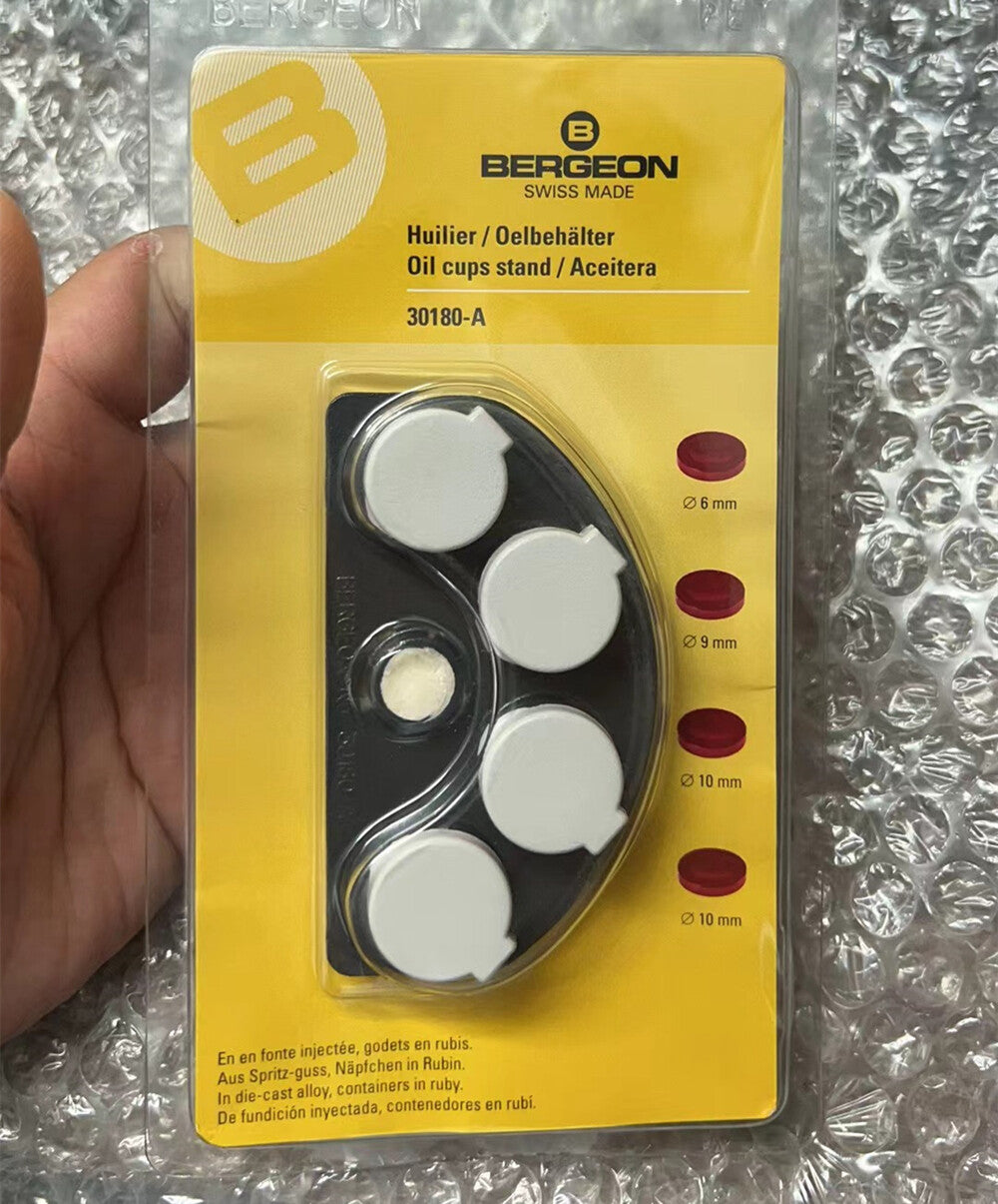 Bergeon 30180-A Swiss die-cast oil dip oiler stand for precise watch part lubrication.