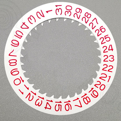 Red Font White Date Disk Wheel for NH36 NH35 Movement D3 Crown Position 3.8