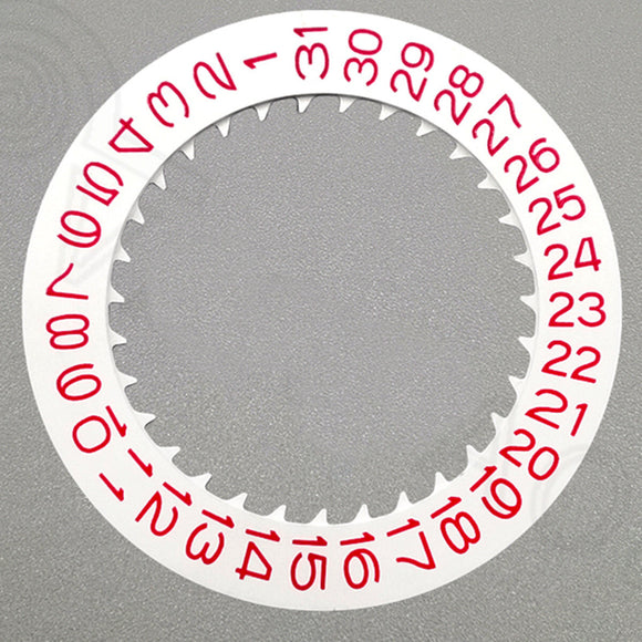 Red Font White Date Disk Wheel for NH36 NH35 Movement D3 Crown Position 3.8
