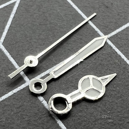 Luminous watch hands set for Miyota 2035 movement, 13mm/11mm/8mm lengths.