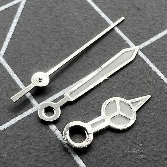 Luminous watch hands set for Miyota 2035 movement, 13mm/11mm/8mm lengths.