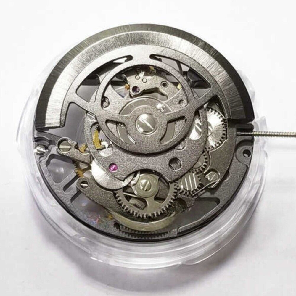 China Made LB20 Hollow 3 Hands black watch part with automatic mechanical movement for watch repair.